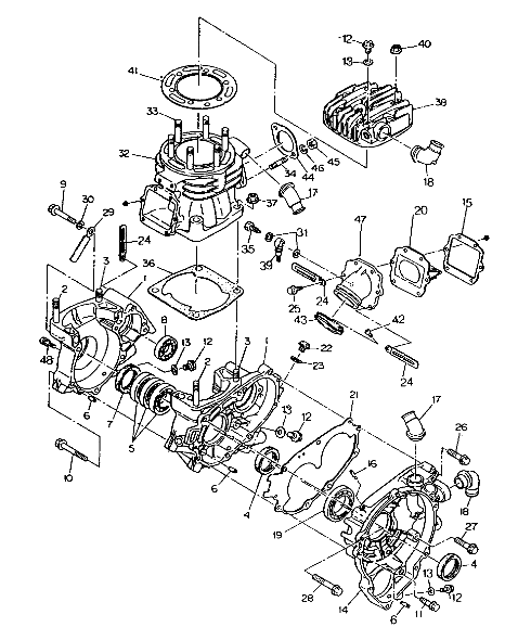 CRANKCASE and CYLINDER 350 2X4 / W927539 (4922882288031A)