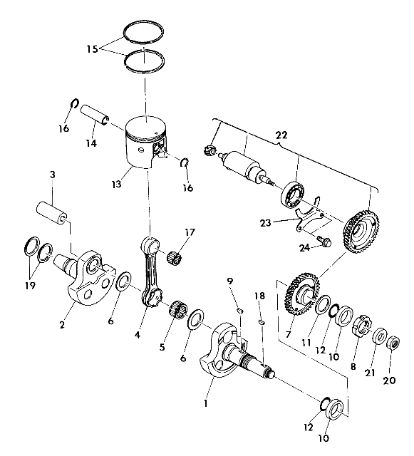 CRANKSHAFT and PISTON 350 2X4 / W927539 (4922882288032A)