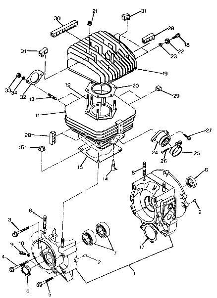 CRANKCASE and CYLINDER Trail Boss / W928527 (4922892289033A)