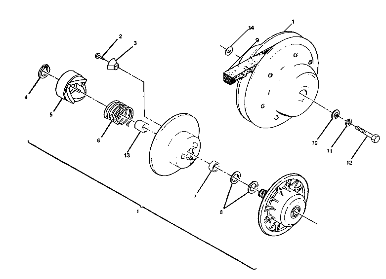 DRIVEN CLUTCH ASSEMBLY 250 4x6 /W928627 (4922902290034A)