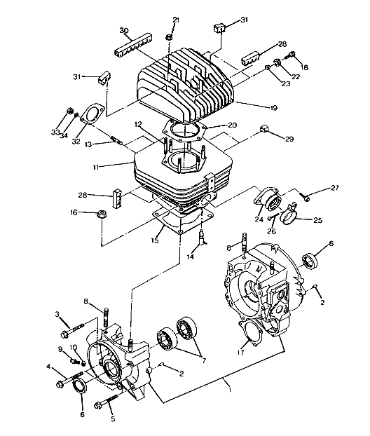 CRANKCASE and CYLINDER ASSEMBLY 250 4x6/W928627 (4922902290039A)