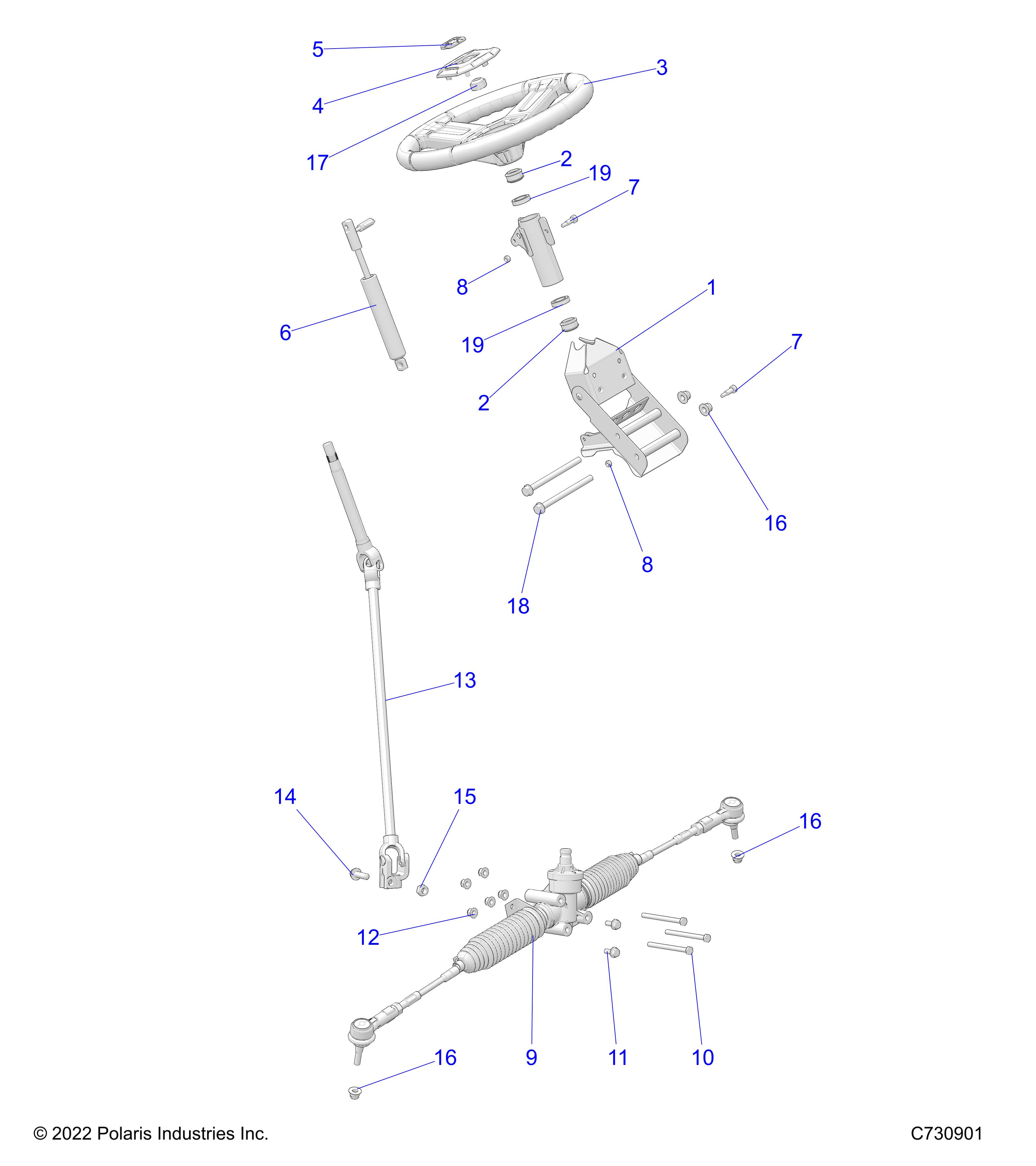 STEERING, STEERING ASM. - D23M4A57B4/G57B4/U57B4/W57B4 (C730901)