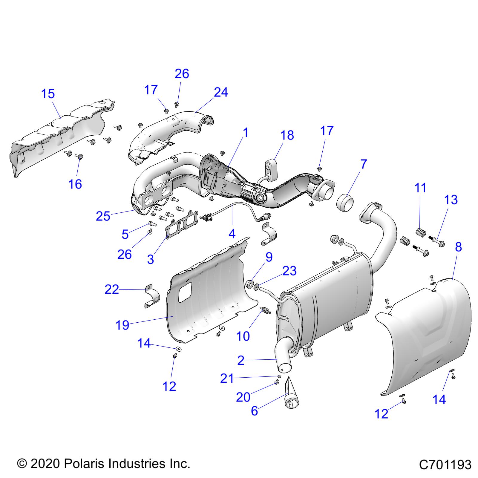 ENGINE, EXHAUST SYSTEM - R23RRU99A9/AJ/AK/AX/B9/BJ/BK/BX (C701193)