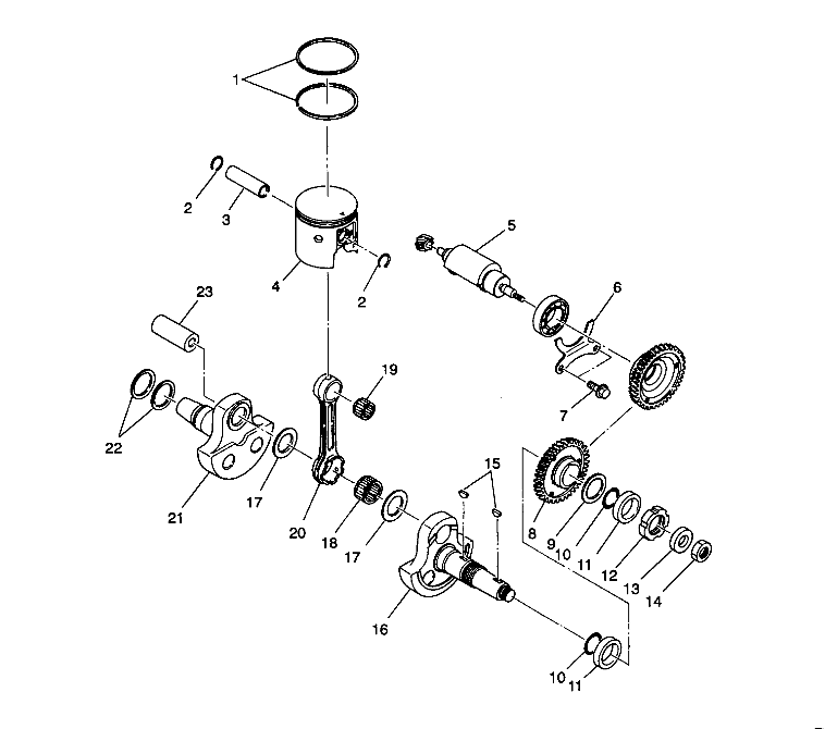 PISTON and CRANKSHAFT 2X4 350L W937539 (4924032403030A)