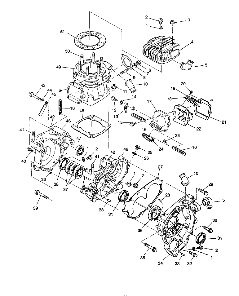 CRANKCASE and CYLINDER 2X4 350L W937539 (4924032403031A)