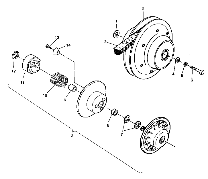 DRIVEN CLUTCH ASSEMBLY 4X4 250 W938127 (4924042404024A)