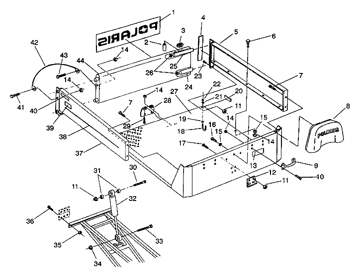 REAR BED MOUNTING 6X6 350L W938739 (4924062406004A)