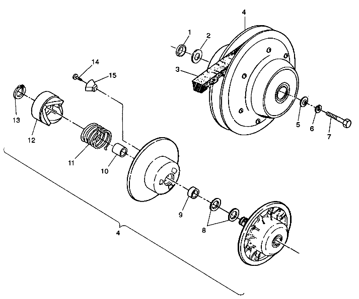 DRIVEN CLUTCH ASSEMBLY 6X6 350L W938739 (4924062406032A)