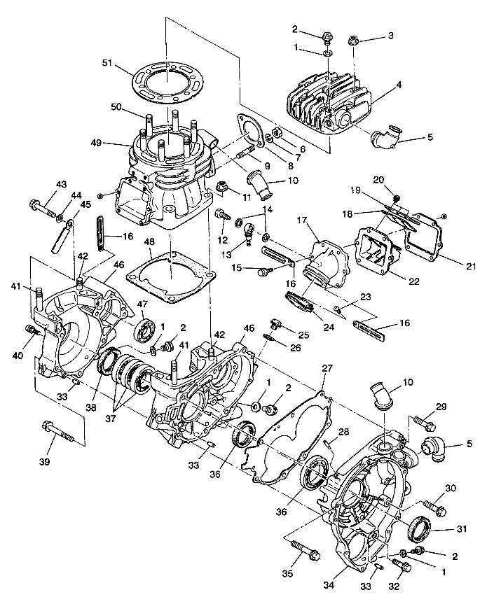 CRANKCASE and CYLINDER 6X6 350L W938739 (4924062406043A)