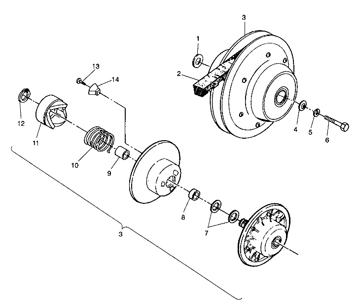 DRIVEN CLUTCH ASSEMBLY Trail Blazer W937221 (4924082408020A)