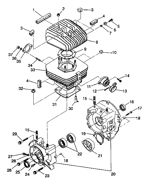 CRANKCASE and CYLINDER Trail Blazer W937221 (4924082408029A)