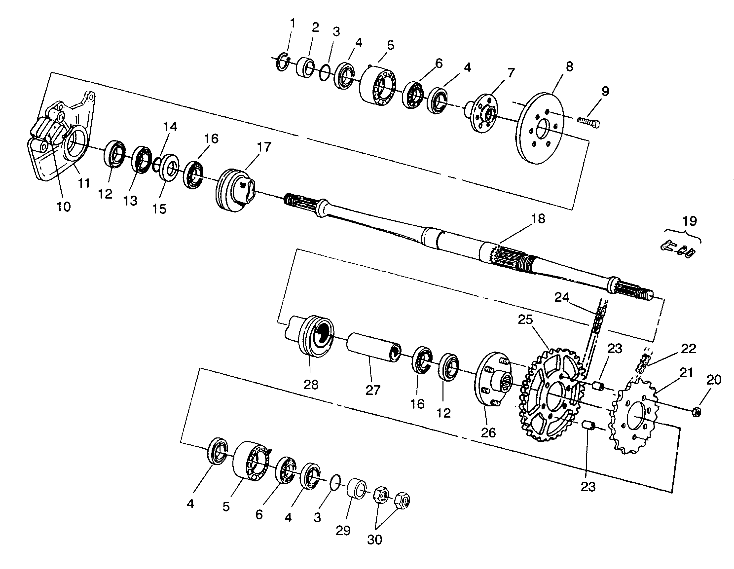 MIDDLE DRIVE ASSEMBLY 6X6 250 W938727 (4924092409024A)