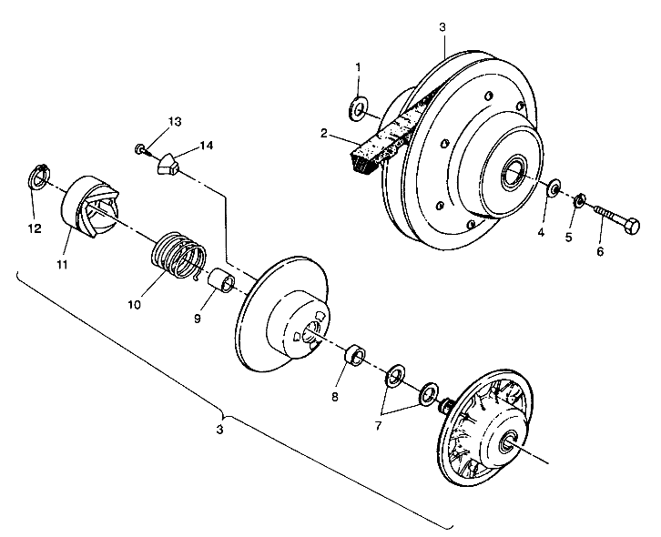 DRIVEN CLUTCH ASSEMBLY 6X6 250 W938727 (4924092409031A)