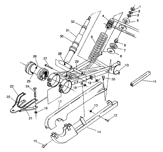 SWING ARM WELDMENT (REAR) 6X6 250 W938727 (4924092409037A)