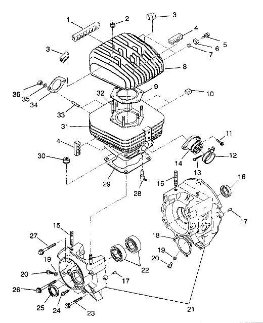 CRANKCASE and CYLINDER 6X6 250 W938727 (4924092409042A)