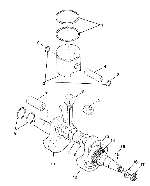 CRANKSHAFT and PISTON 6X6 250 W938727 (4924092409043A)