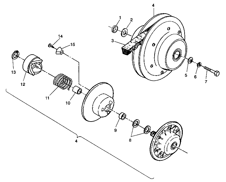 DRIVEN CLUTCH ASSEMBLY 6X6 350L S938739 (4924362436032A)