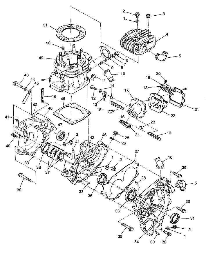 CRANKCASE and CYLINDER 6X6 350L S938739 (4924362436045A)