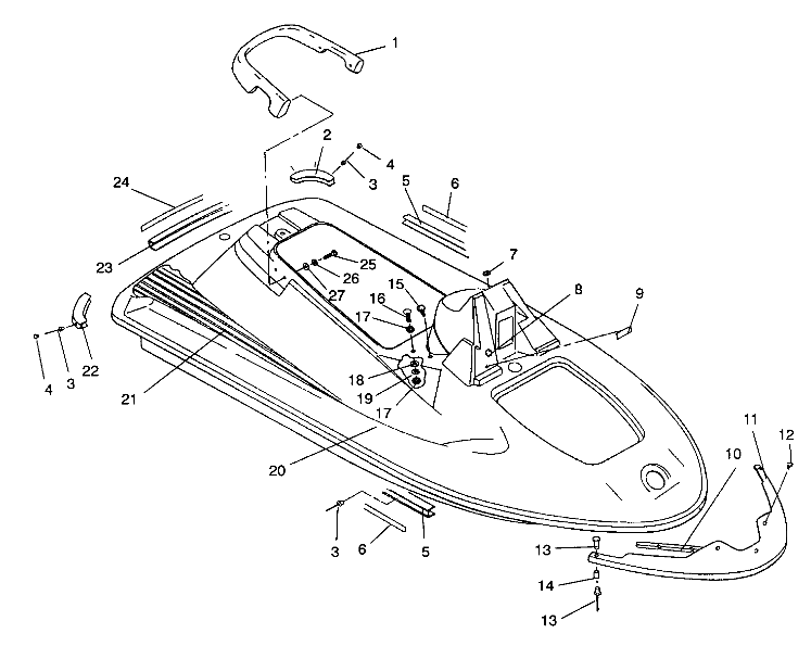 HULL and BODY ASSEMBLY SL 750 / B934070 (4924752475001A)