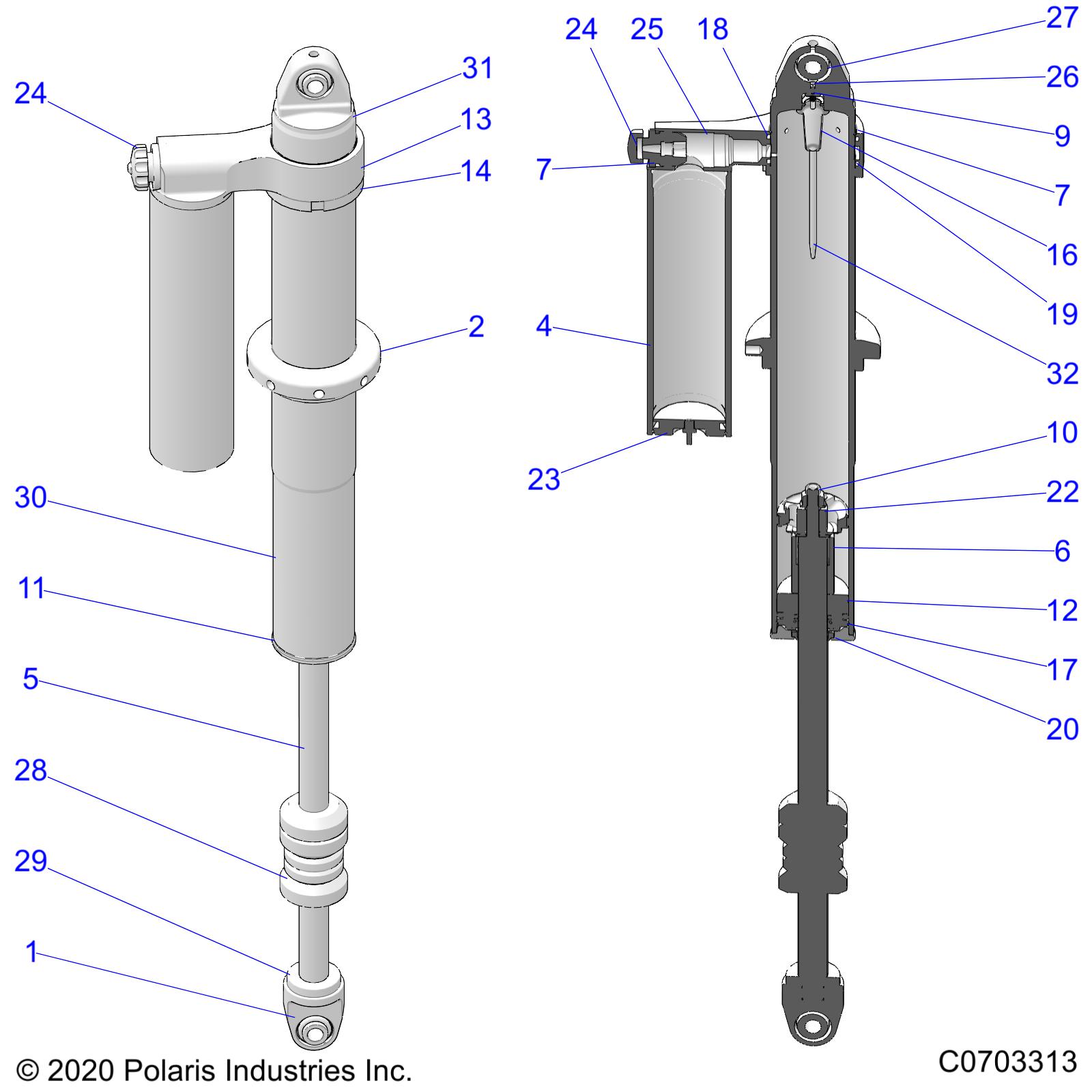 SUSPENSION, REAR SHOCK INTERNALS - Z23N4K99A/99B (C0703313)