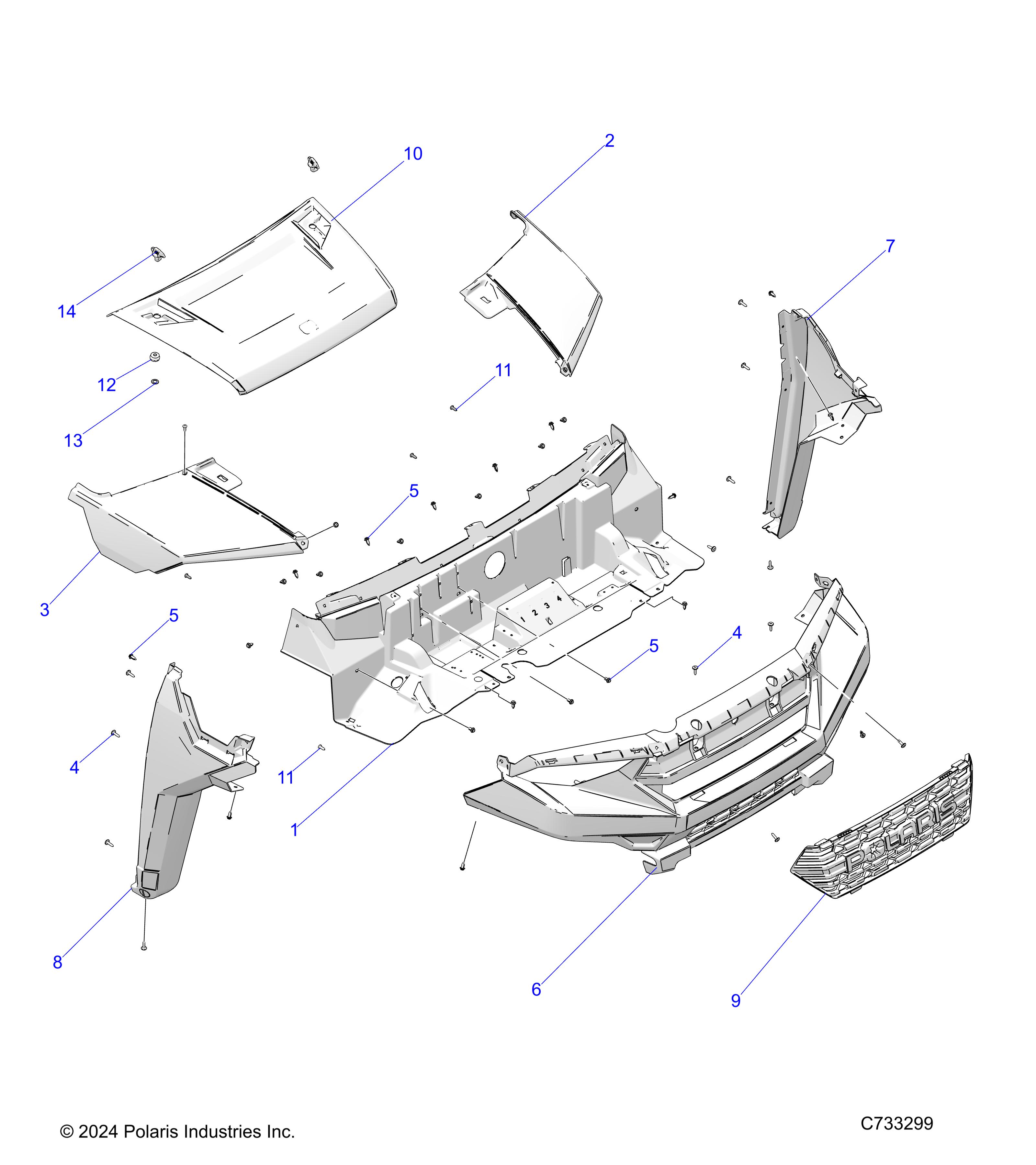 BODY, HOOD AND FRONT FASCIA - R25T6A99A1/B1 (C733299)