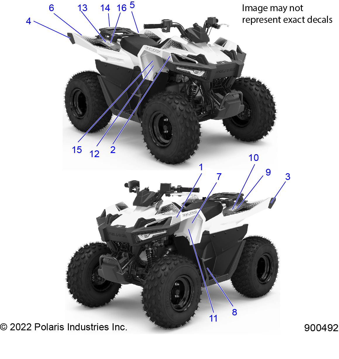 BODY, DECALS WARNING AND REFLECTORS - A23HBBO7B3/B7 (900492)