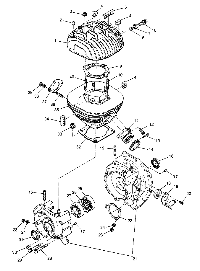 CRANKCASE and CYLINDER 2x4 300 W947530 (4926742674C007)