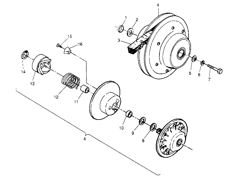 DRIVEN CLUTCH ASSEMBLY 4x4 300 W948130 (4926762676C002)