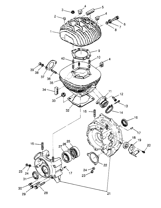 CRANKCASE and CYLINDER 6x6 300 W948730 (4926792679D003)