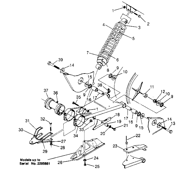 SWING ARM/SHOCK MOUNTING  (Prior to Serial #2295881) Magnum 2x4 W957544 (4926852685B010)