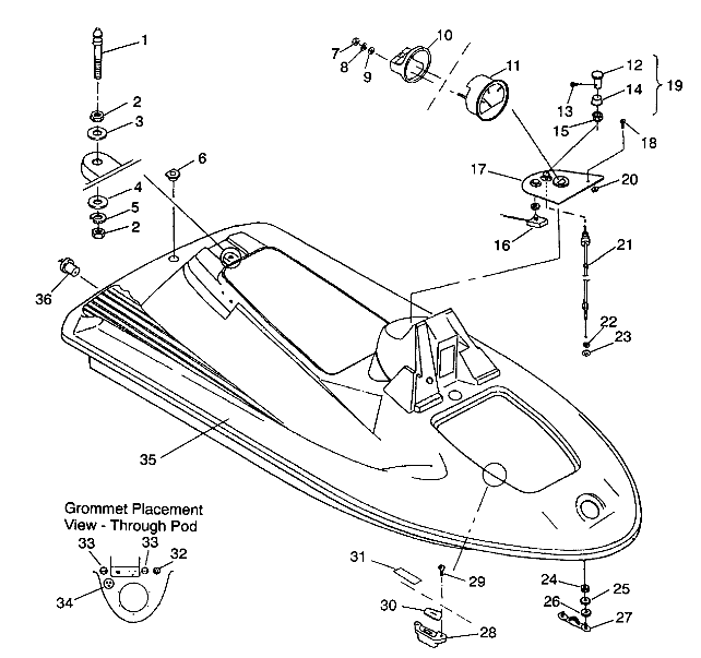 HULL and BODY ASSEMBLY SL 650 B944058 (4926992699002A)