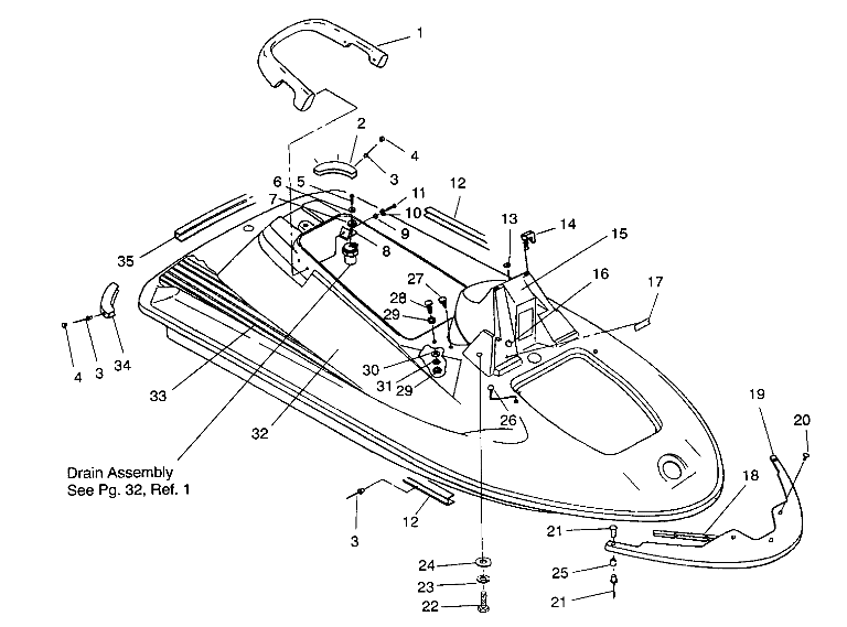 HULL and BODY ASSEMBLY SL 750 B944070 (4927012701001A)