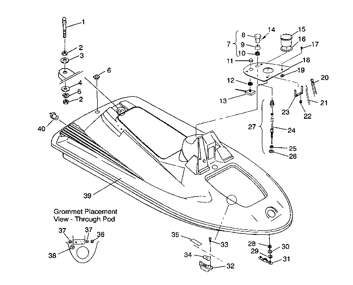 HULL and BODY ASSEMBLY SL 750 B944070 (4927012701002A)