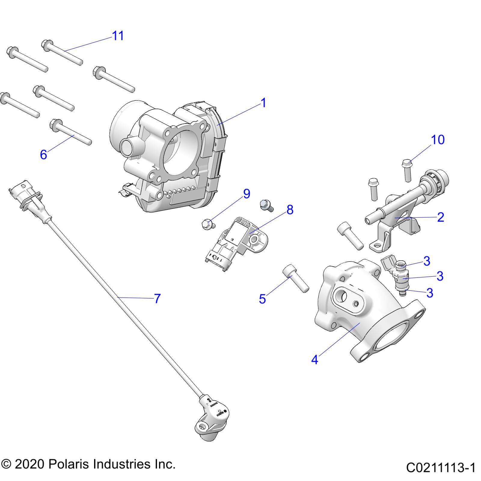 ENGINE, THROTTLE BODY and FUEL RAIL - A20SUE57D5 (C0211113-1)