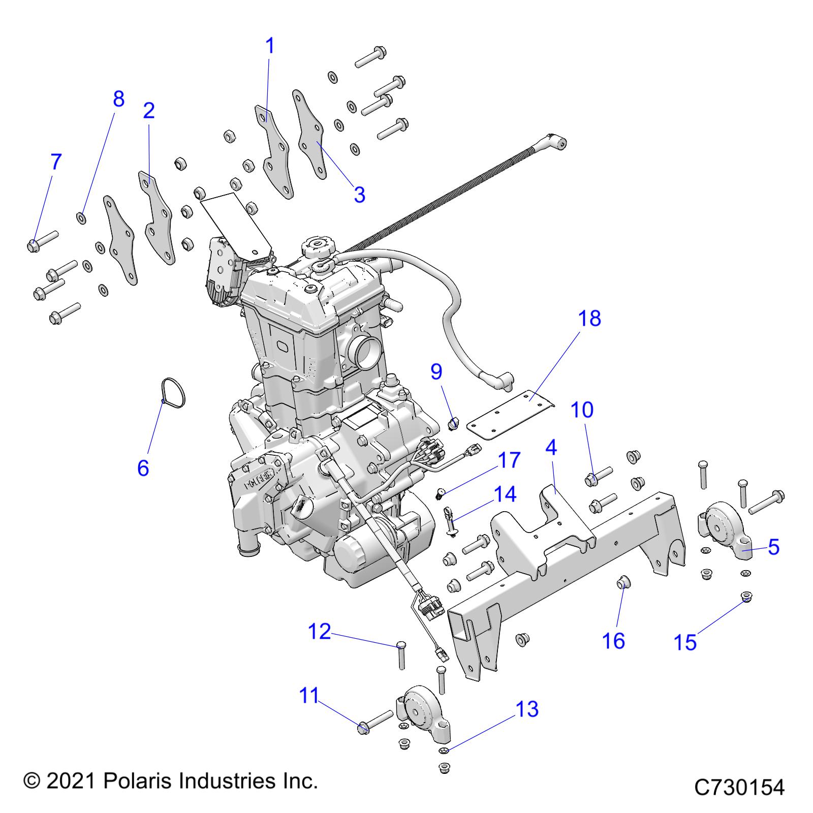 ENGINE, TRANSMISSION MOUNTING & LONG BLOCK  - R25MAE57D5 (C730154)