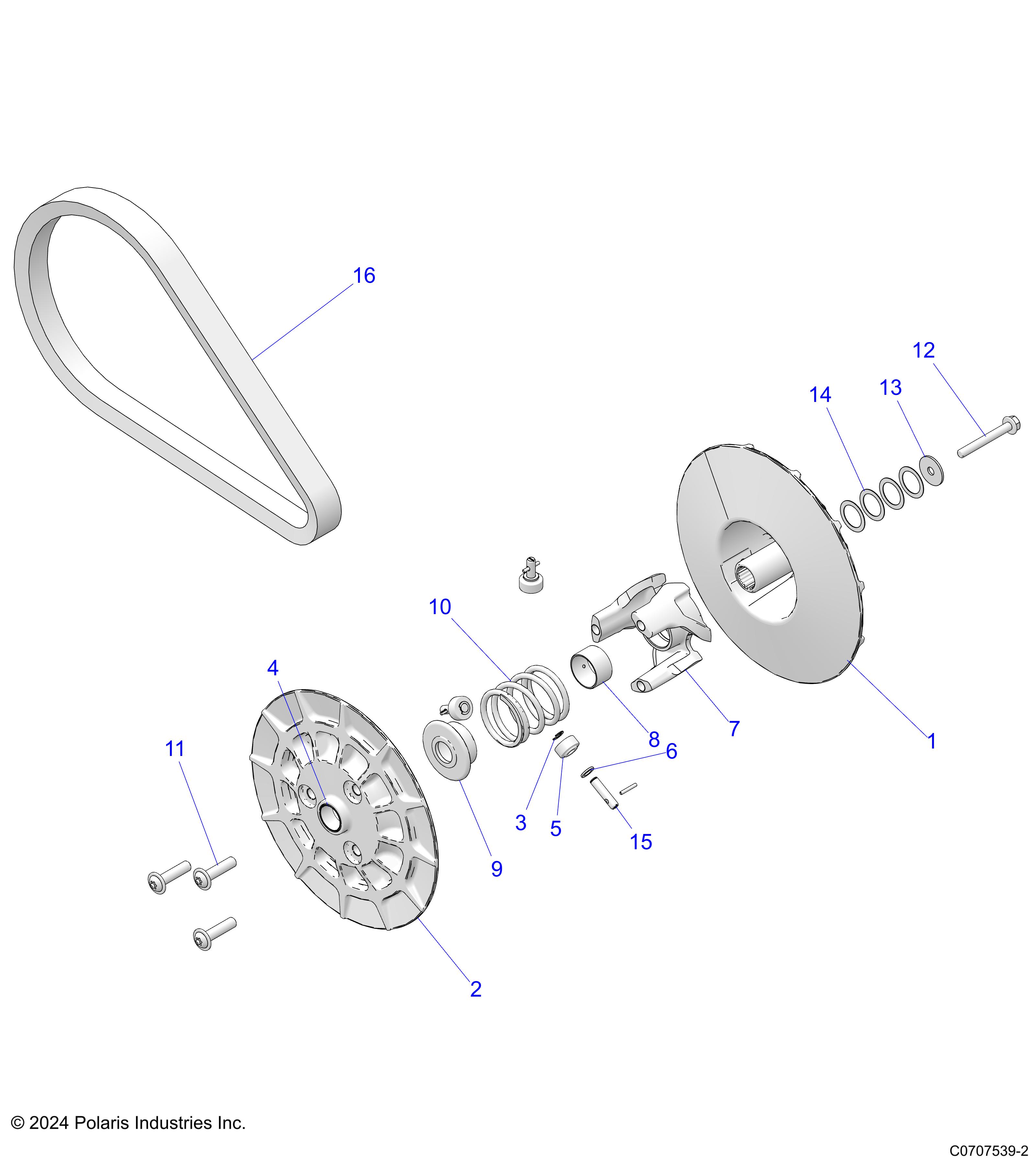 DRIVE TRAIN, SECONDARY CLUTCH - D25M2A57B4/G57B4/U57B4/W57B4 (C0707539-2)