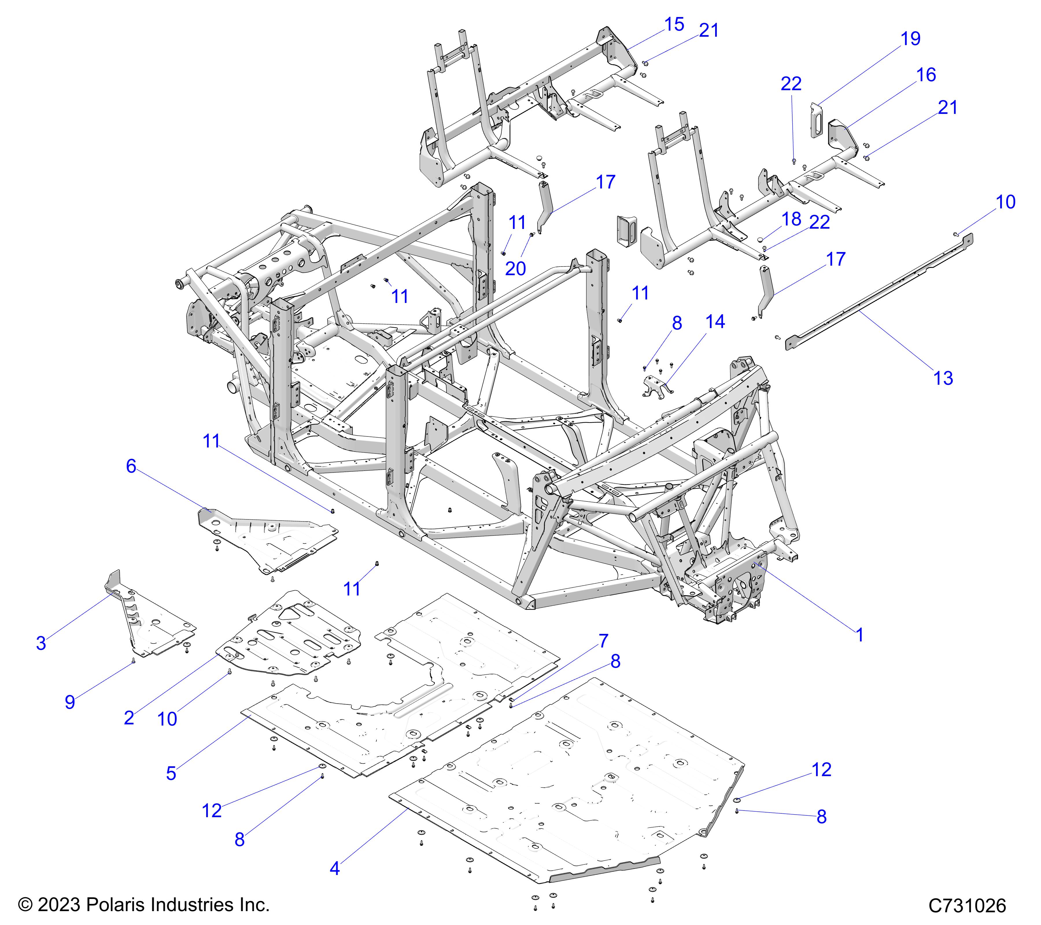 CHASSIS, MAIN FRAME AND SKID PLATES - R24X6E1RAH/BH (C731026)