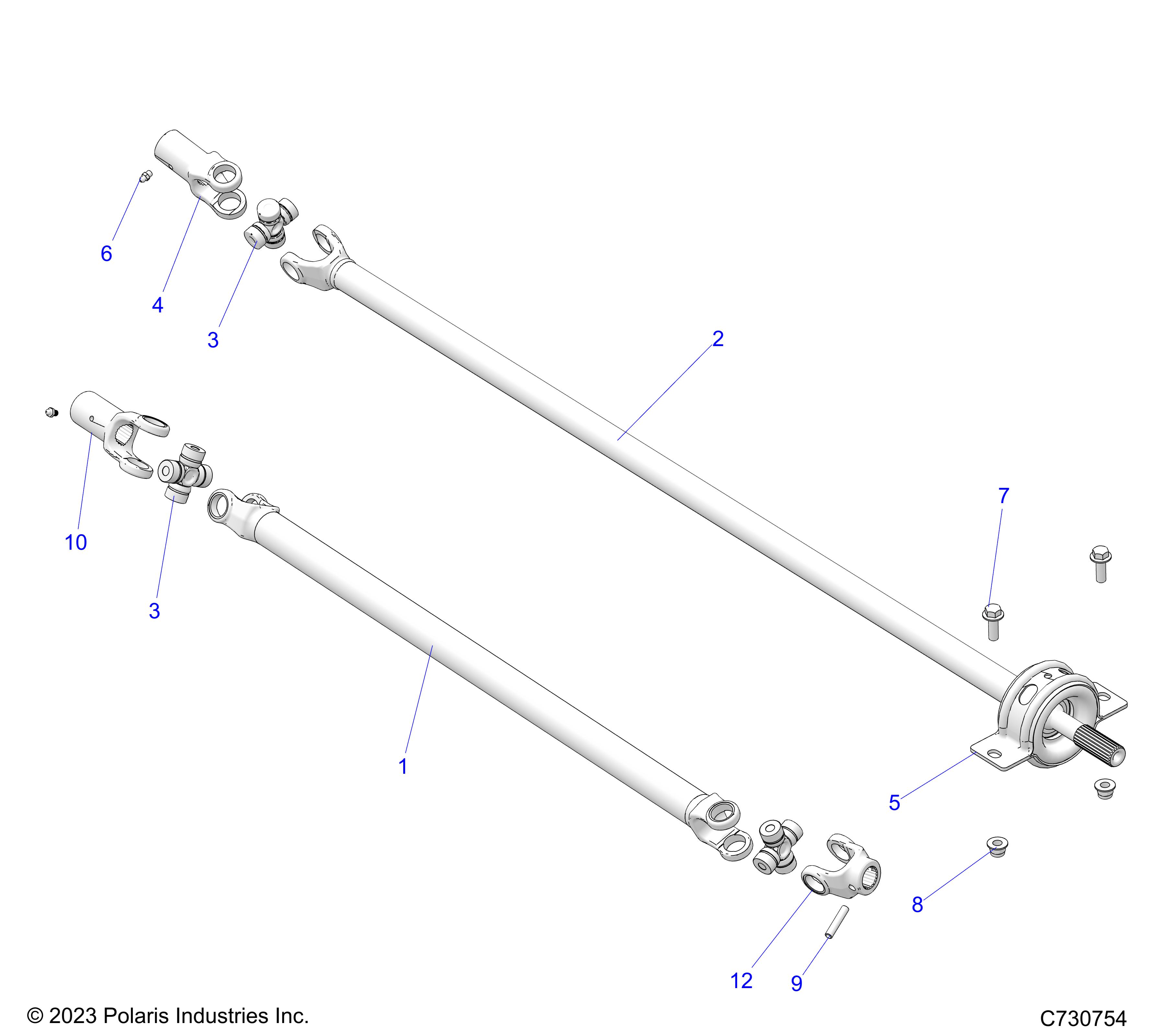 DRIVE TRAIN, FRONT AND REAR PROP SHAFT - R23CDA57A1 (C730754)