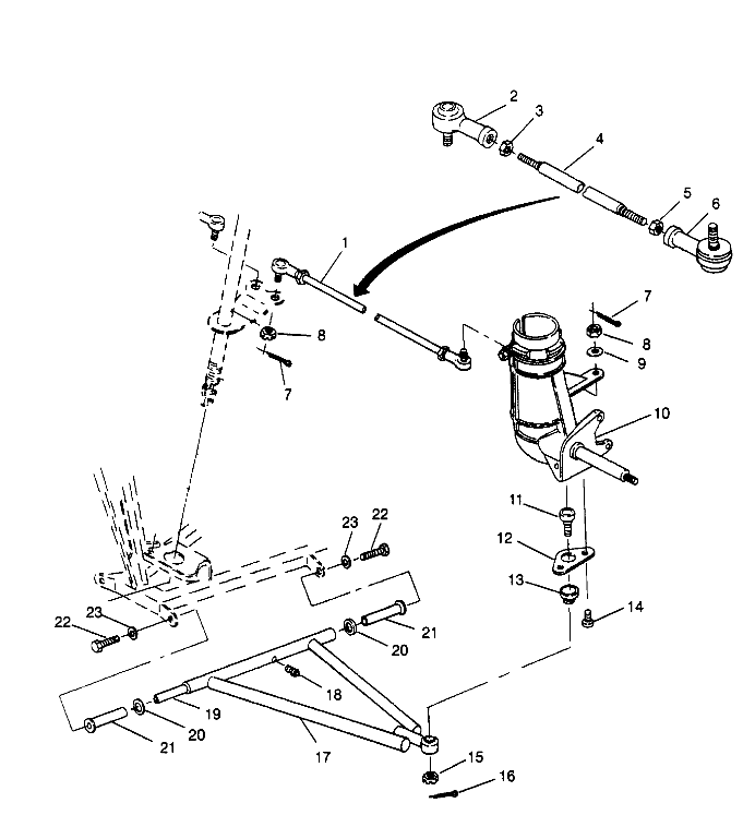 STEERING/A-ARM ASSEMBLY 2X4 300 W957530 (4930053005B007)