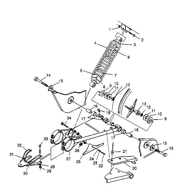 SWING ARM/SHOCK MOUNTING 2X4 300 W957530 (4930053005B010)