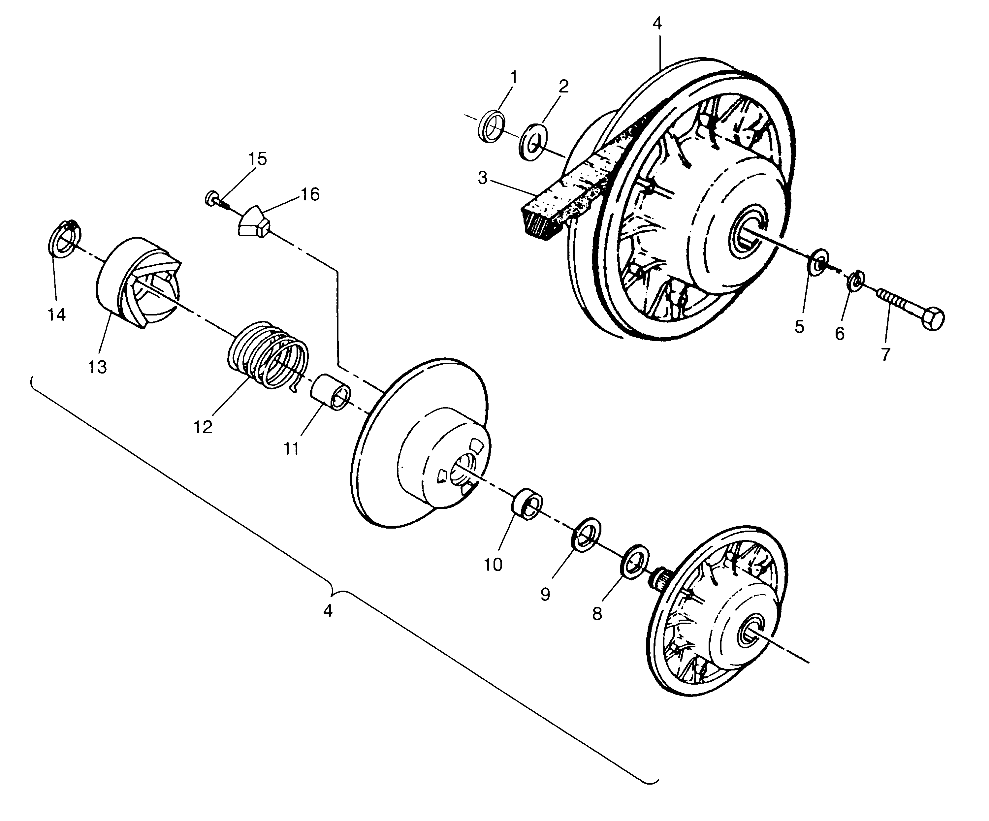 DRIVEN CLUTCH ASSEMBLY  2X4 300 W957530 (4930053005B012)