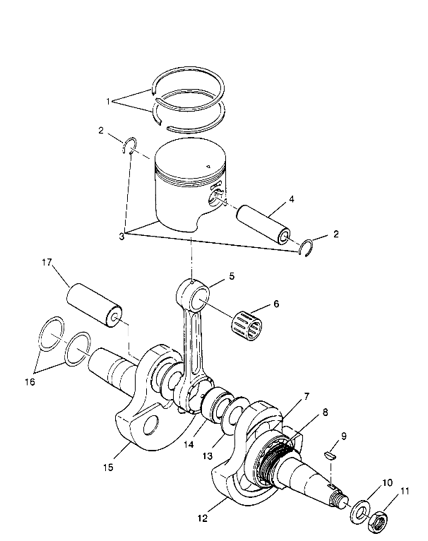 CRANKSHAFT and PISTON  2X4 300 W957530 (4930053005C008)