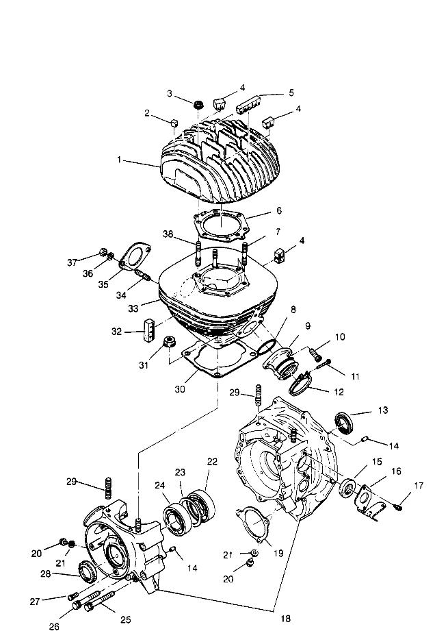 CRANKCASE and CYLINDER 2X4 300 W957530 (4930053005C009)