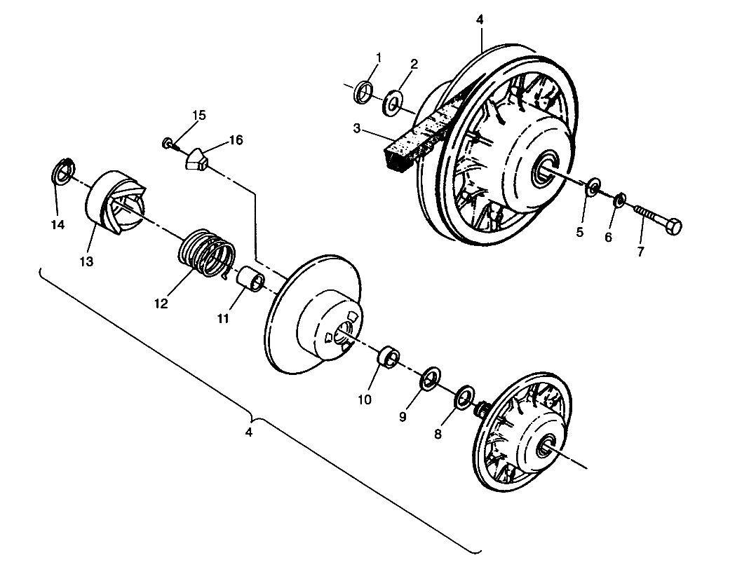 DRIVEN CLUTCH ASSEMBLY  2x4 400L W957540 (4930093009B011)