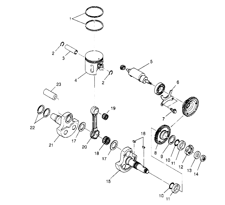 PISTON and CRANKSHAFT  2x4 400L W957540 (4930093009D003)