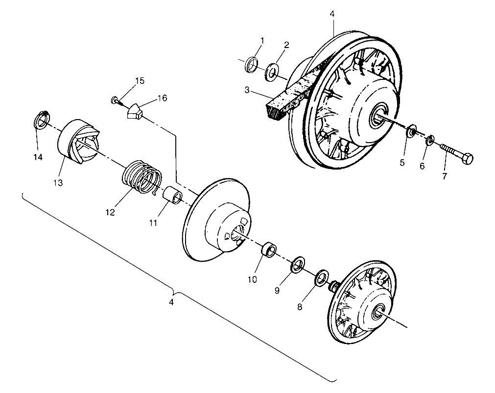 DRIVEN CLUTCH ASSEMBLY 4x4 300 W958130 (4930183018C003)