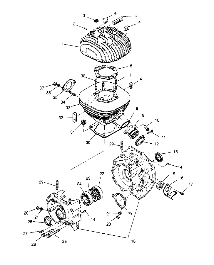 CRANKCASE and CYLINDER 4x4 300 W958130 (4930183018C013)