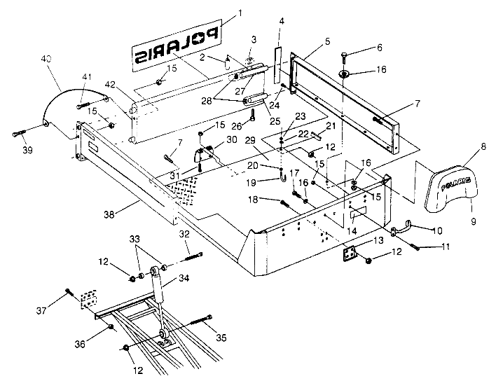 REAR BED MOUNTING 6x6 400L - U.S.  W958740, SWEDISH  S958740 and NORWEGIAN (4930273027A008)