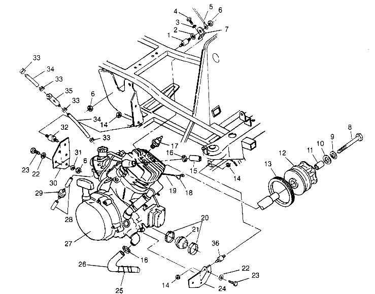 ENGINE MOUNTING 6x6 400L - U.S.  W958740, SWEDISH  S958740 and NORWEGIAN N9 (4930273027A011)