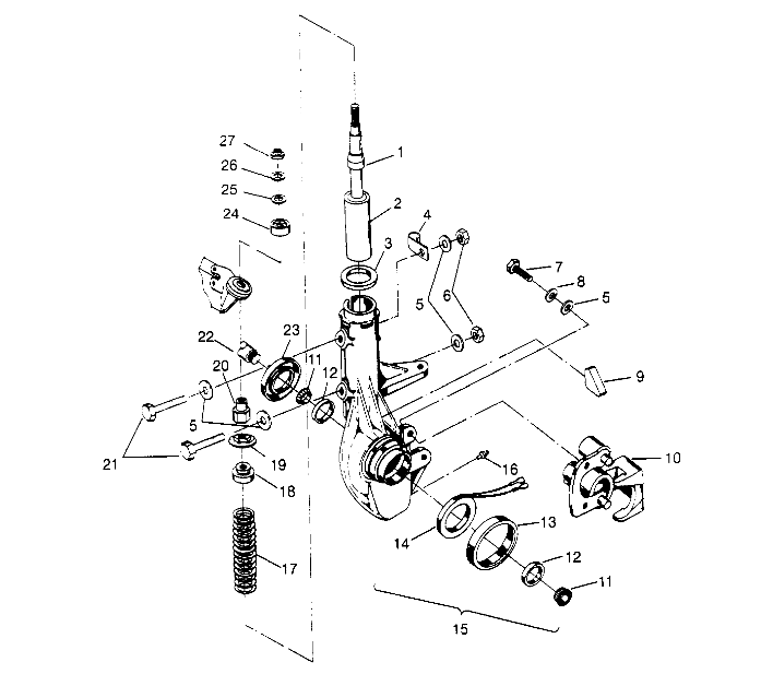 FRONT STRUT ASSEMBLY 6x6 400L - U.S. W958740, SWEDISH S958740 and NORWEGIAN (4930273027B008)